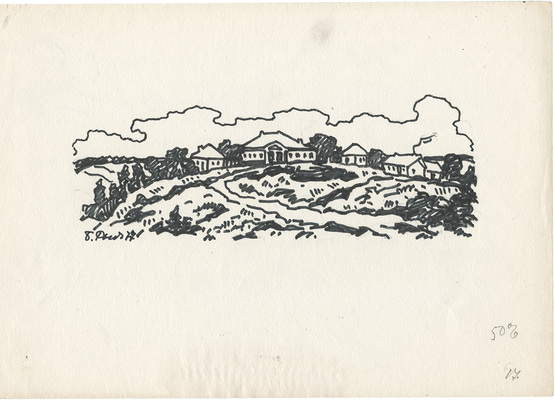 Рыбченков Борис Фёдорович. Михайловское. Вид на господский дом и строения